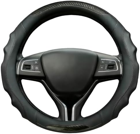 Leather Car Steering Wheel Cover, 14.5-15Inch Anti-Slip Steering Wheel Cover by TRROCC