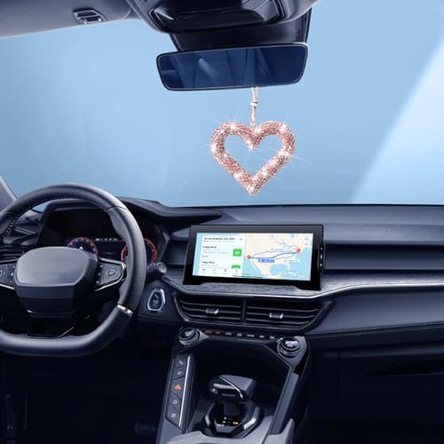 Mandark Crystal Rhinestone Heart Rearview Mirror Pendant - Image 4