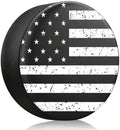 RV Spare Tire Cover Black White Vintage American Flag 15in Universal Fit by THELIGHTOFLIFE
