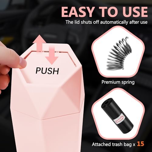 Car Trash Can with Lid, 15 Trash Bags, 1 Pack - Image 2