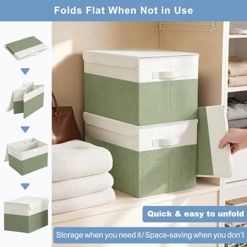Bagnizer Large 22 Quart Linen Fabric Foldable Storage Bin Cube Organizer Basket - Image 7