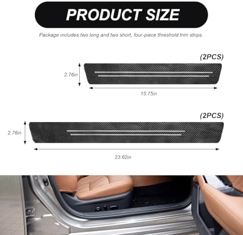 4 PCS Car Door Sill Protector, Waterproof Carbon Fiber Style Car Door Entry - Image 2