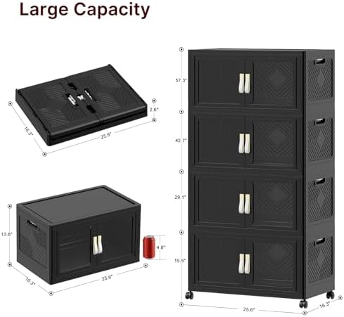 Stackable Storage Bins with Doors & Lids & Wheels - Image 2