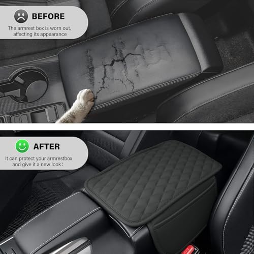 Amiss Car Center Console Cover, Upgraded Leather Car Armrest Cushion - Image 5