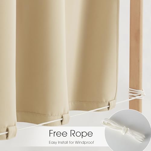 NICETOWN Gazebo Curtains Windproof Adhesive Top W84xL96 Biscotti Beige - Image 3