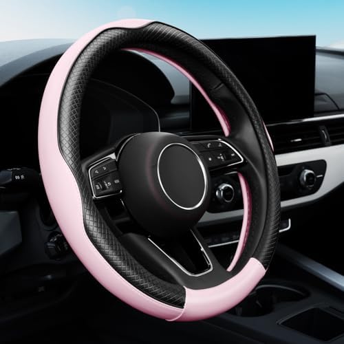 YHONGJT Soft Premium Leather Steering Wheel Cover, Breathable, Non-Slip Grip by Unknown