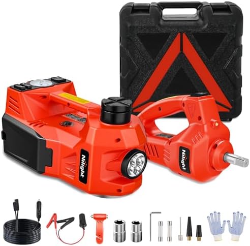 Nilight Electric Car Jack 5 Ton 12V Hydraulic Floor Jacks w Impact Wrench by Nilight
