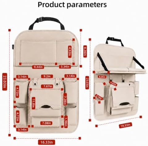 Backseat Car Organizer with Tray, 1 Pack Leather Seat Storage - Image 2