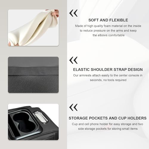 Car Center Console Armrest Pillow, Leather Arm Rest Cover Pad - Image 3