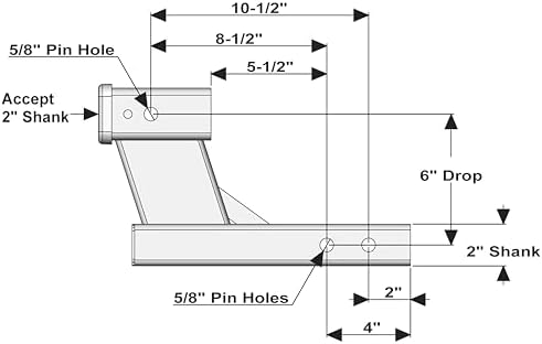 TOPTOW Trailer Receiver Hitch Extender Adapter 6" Drop/Riser, 8.5" and 10.5" - Image 3
