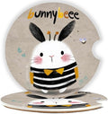 Ceramic Car Cup Holder Coasters Set of 2, 2.56 in Striped Rabbit by Mengduxd