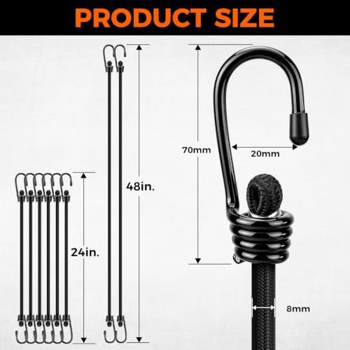 8-Piece 24 & 48 Inch Bungee Cords - Image 2