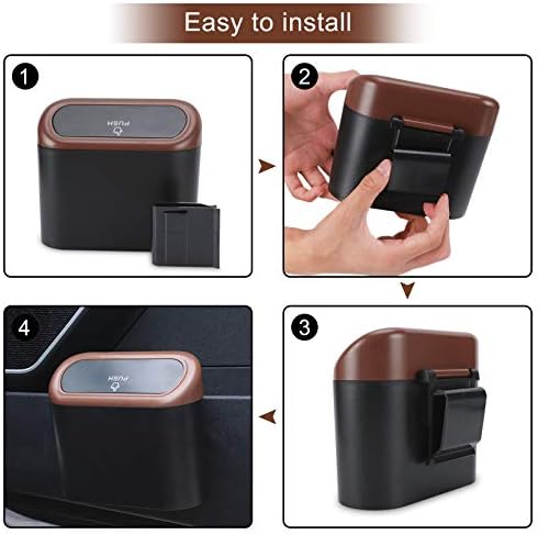 Accmor Car Trash Can with Lid, Leakproof Vehicle Trash Bin Auto Dustbin - Image 3