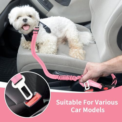 BWOGUE 2 Pack Dog Seat Belt for Car, Elastic Bungee Buffer Safety Seat Belt - Image 5