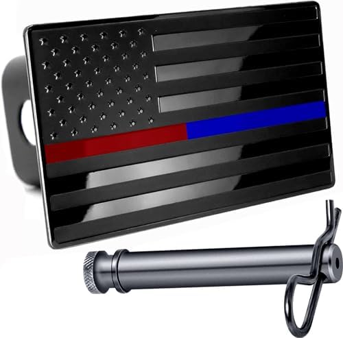 5"x3" American Black Flag Metal Hitch Cover by AutoAccessores