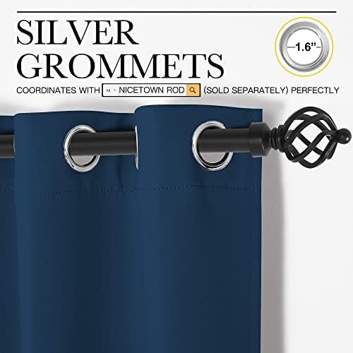 NICETOWN Bedroom Curtain Panels, 1 Pair, 34 by 63-inch, Moroccan Blue - Image 2