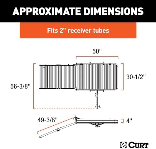 CURT 18112 50 x 30-1/2-Inch Black Aluminum Hitch Cargo Carrier - Image 3