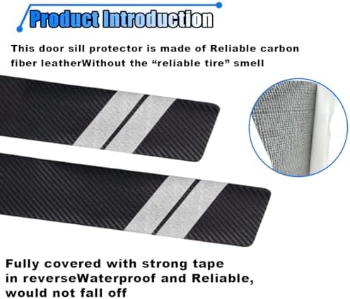 Car Door Sill Protector, Carbon Fiber Texture Threshold Sticker, Car Door Edge - Image 3