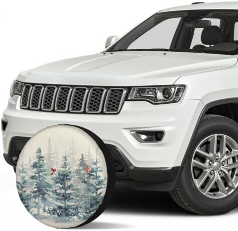 Winter Pine Tree Spare Tire Cover Universal 15 Inch Red Bird Waterproof Wheel - Image 3