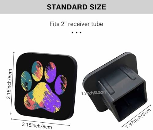 Swono 2inch Trailer Hitch Tube Cover Hand-Painted Colorful Paw Prints Rubber - Image 2