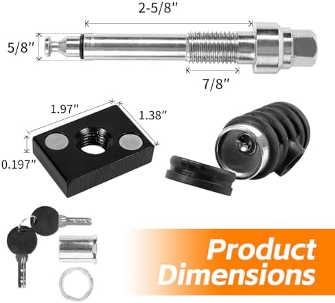 MaxxHaul Quiet 5/8" Hitch Locking Pin Set, Anti-Rattle Hitch Pin - Image 2
