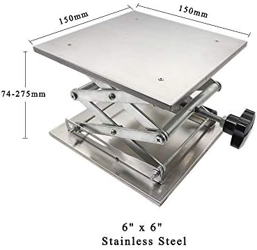 LabZhang 6" x 6" Stainless Steel Lab Jack Scissor Stand Platform Table - Image 3