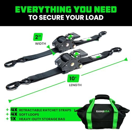 Rhino USA Retractable Ratchet Straps - 2in x 10ft - Image 5