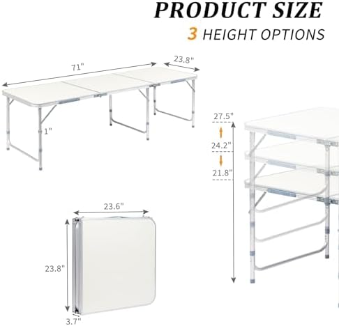 6.0 Ft Folding Portable Camping Table - Image 3