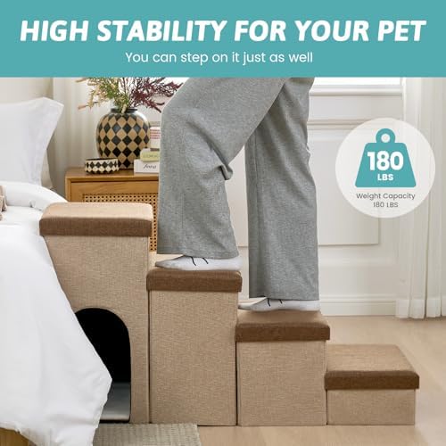 COZY KISS Dog Stairs with Storage, 22.6" H Dog Steps with Condo - Image 5