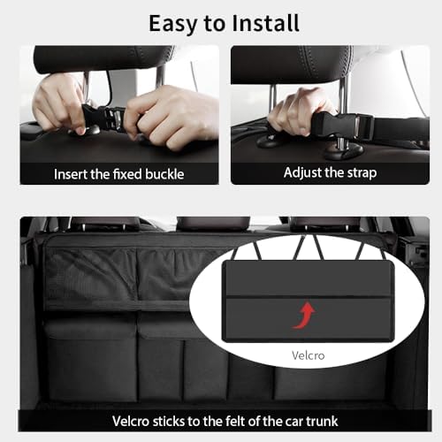 Viaviat Hanging Car Trunk Organizer, Collapsible Backseat Storage Bag - Image 6