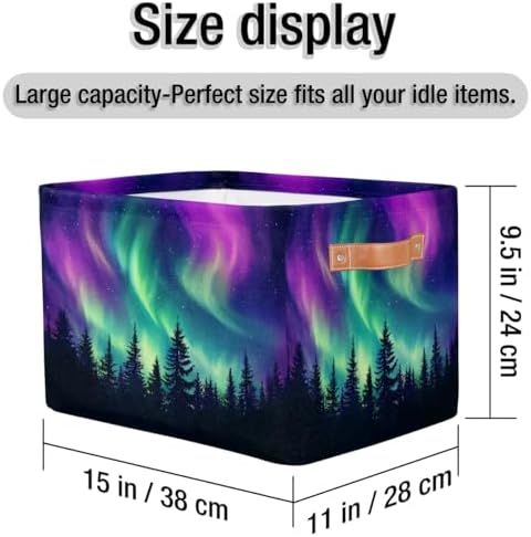 Storage Basket Northern Light Aurora Storage Cube Box Durable Canvas - Image 5