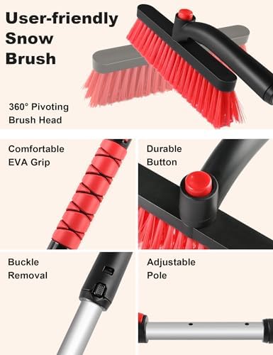 anngrowy 32" Snow Brush for Car Ice Scraper for Windshield Car Scraper Brush - Image 5