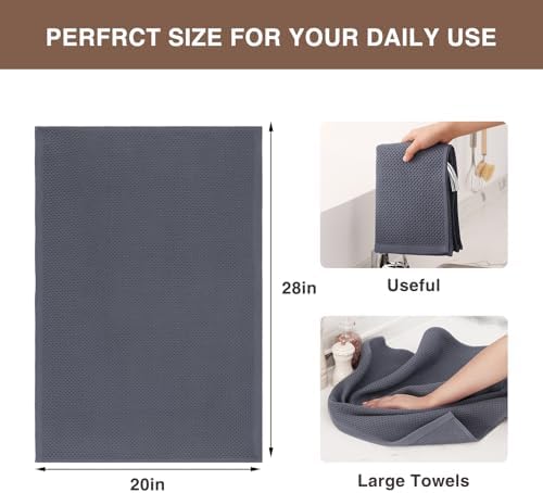 Homaxy 100% Cotton Oversized Waffle Weave Kitchen Towels 8-Pack, Dark Grey - Image 3