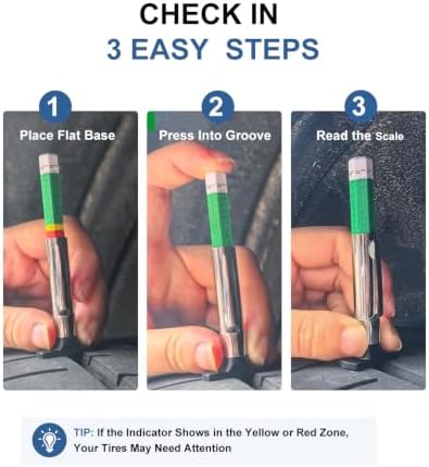 4-Pack Tire Tread Depth Gauge, Color Coded, 32nds Tire Depth Gauge - Image 3