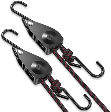Ratchet Tie Down Straps, 1/4" Adjustable Rope Hangers 2 Pack, 12FT Tie-Down by VIPARSPECTRA