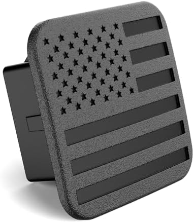2" Black American Flag Hitch Plug Cover - Image 2