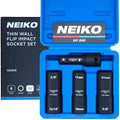 NEIKO 02281B 1/2" Drive Impact Flip Socket Set, Thin Wall Socket, 4 Piece Lug by NeikoTools