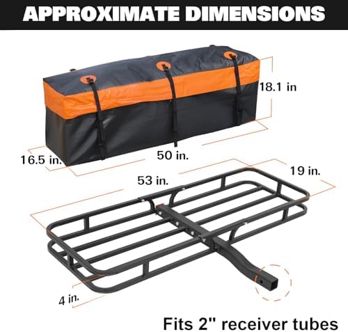 WEIZE Hitch Mount Cargo Carrier Basket 53" X 19" + Waterproof Cargo Bag - Image 5