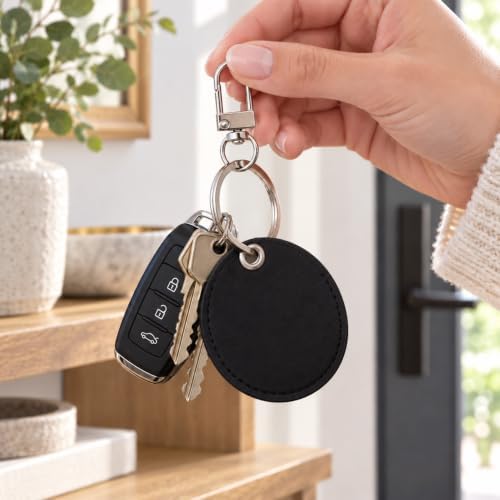 PAGOW 2.3x1.8in Key Fob Holder, PU Leather RFID Key Case Protector - Image 5