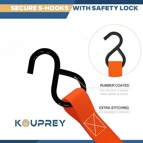 Ratchet Straps, Ratchet Tie Downs，Orange-standard-10ft：4 - Image 3
