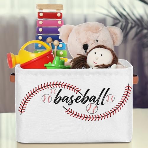 AUUXVA Storage Basket Baseball Stitches Storage Cube Box Sport Baseball Basket - Image 3