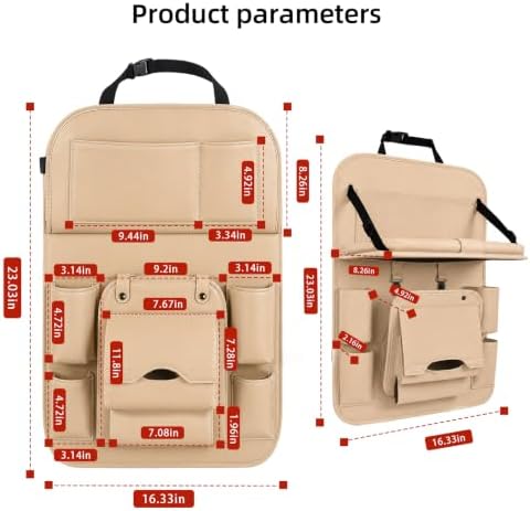 Backseat Car Organizer with Tray, 2 Pack Leather Seat Storage - Image 3