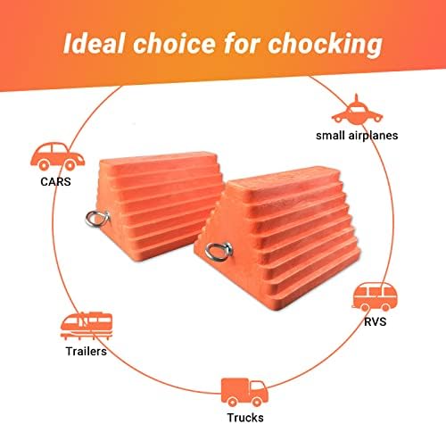 HOXWELL 2 Packs Wheel Chocks Heavy Duty Orange - Image 4