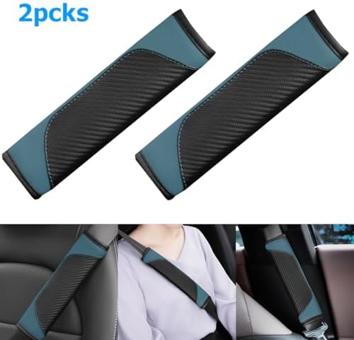 AUCELI 2PCS Carbon Fiber Car Seat Belt Cover, Breathable Leather - Image 4