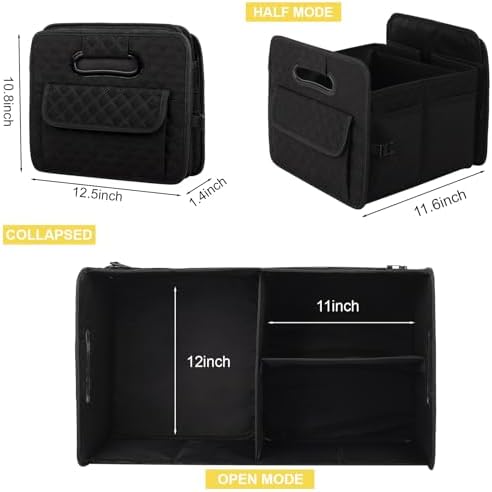 JiatuA Car Trunk Organizer for SUV, Collapsible Car Storage Organizer Black - Image 6