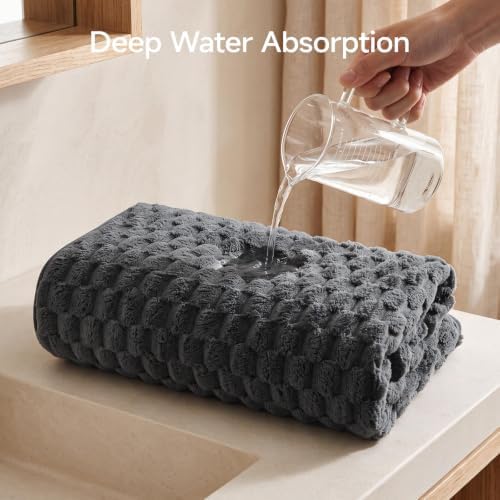 REDKISS Charcoal Gray Microfiber Bath Towels Lagre, 2 Pack - Image 4