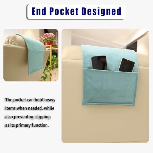 Velvet Recliner Headrest Pillow, Non-Slip Neck Support, Light Blue - Image 6