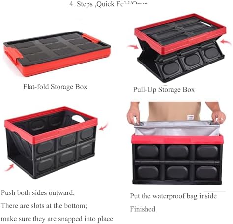 Collapsible Storage Bins with Latching Lids 55L, Trunk Organizer - Image 2