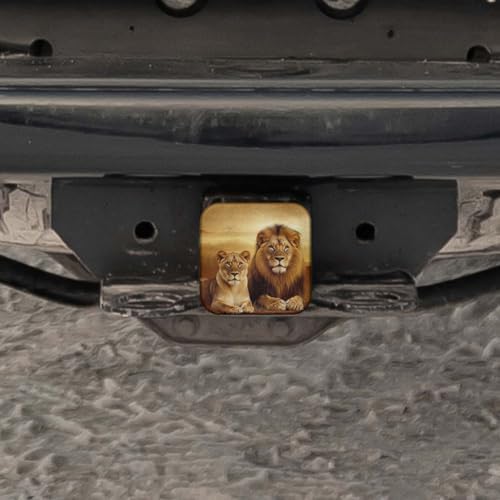Swono 2" Hitch Cover Lions, African King Lions Resting Sunset Grass Trailer - Image 5