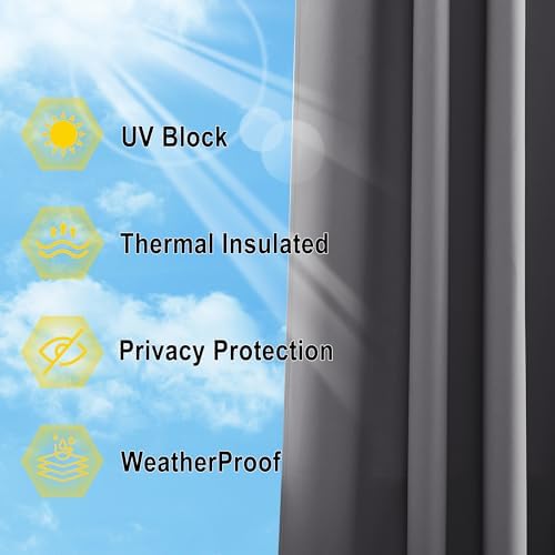 NICETOWN Patio Curtains Outdoor Waterproof Peel/Stick Top & Back Tab Bottom - Image 6